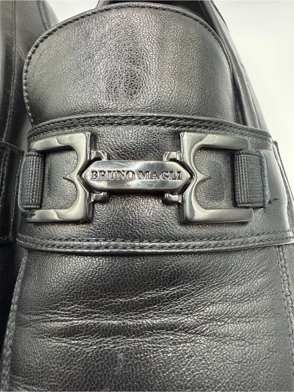 Bruno Magli Black Leather Bit-Detail Loafers